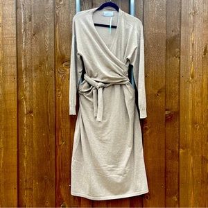 Modern Citizen Beige Knit Wrap Dress
